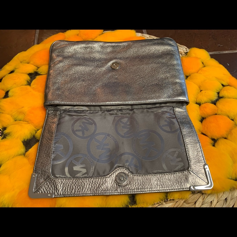 Michael Kors  Metallic Grey/Silver Leather Clutch - Picture 5 of 12